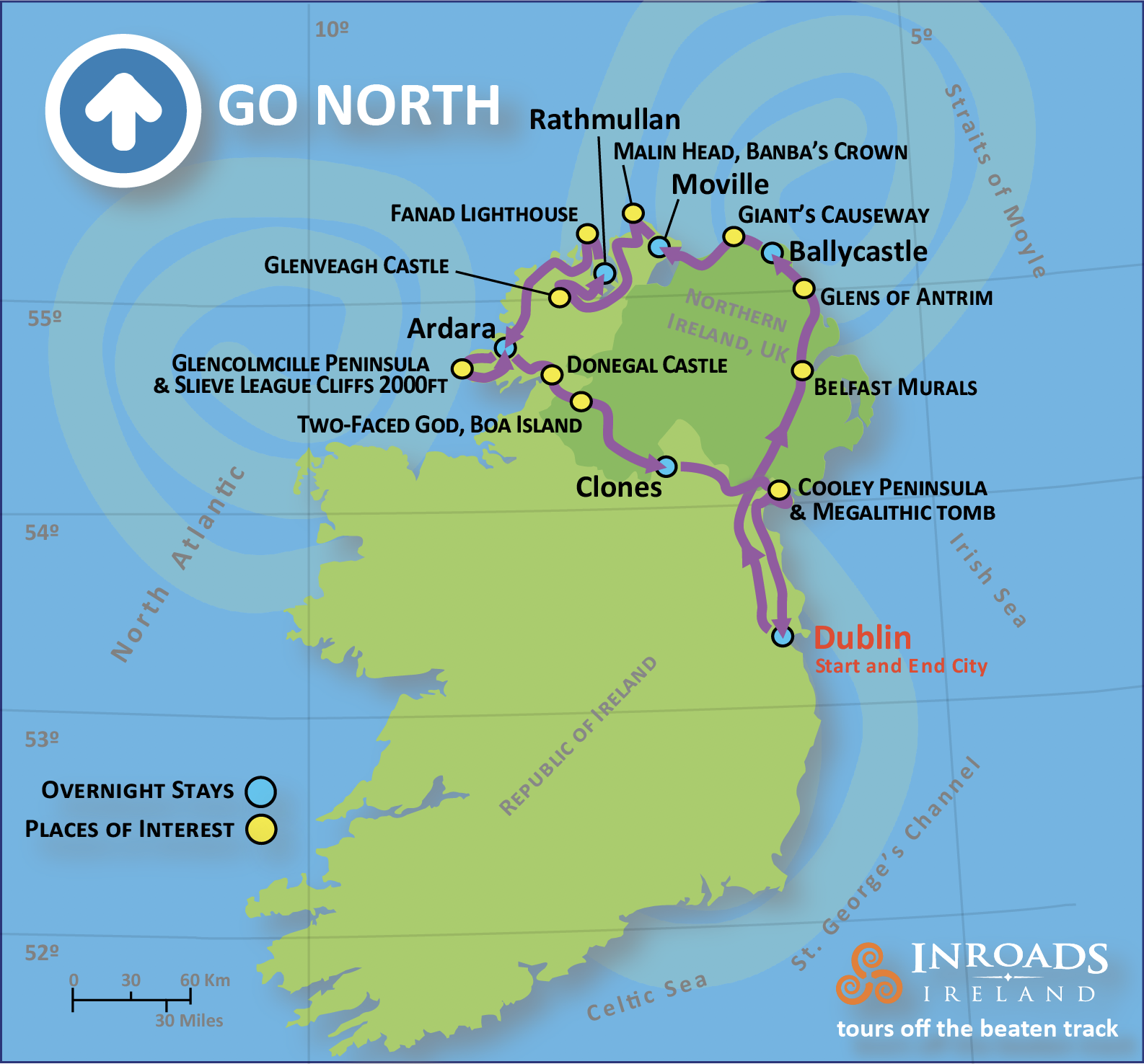 northern ireland tour map
